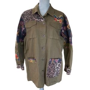 Johnny Was Patchwork Military Embroidered Jacket Size XL